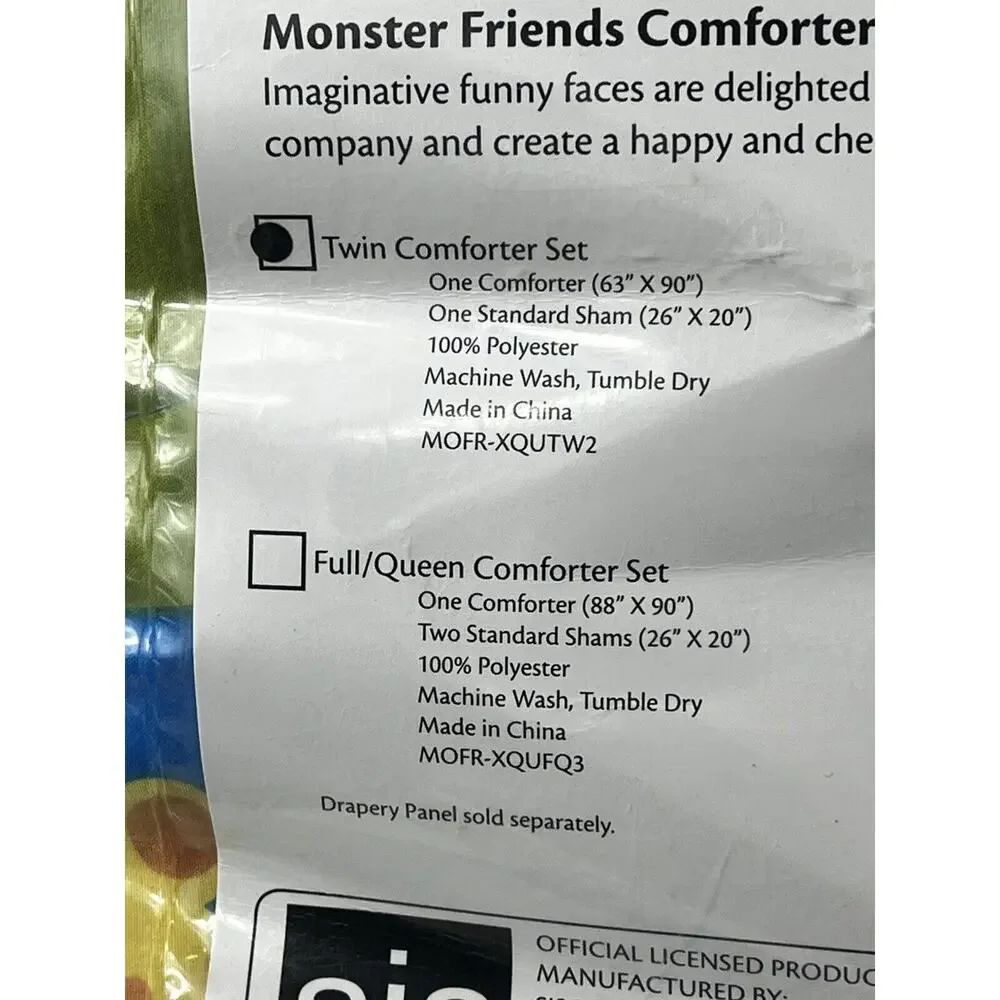 Crayola Dream In Color Bedding Collection Monster Friends Twin Comforter Set New